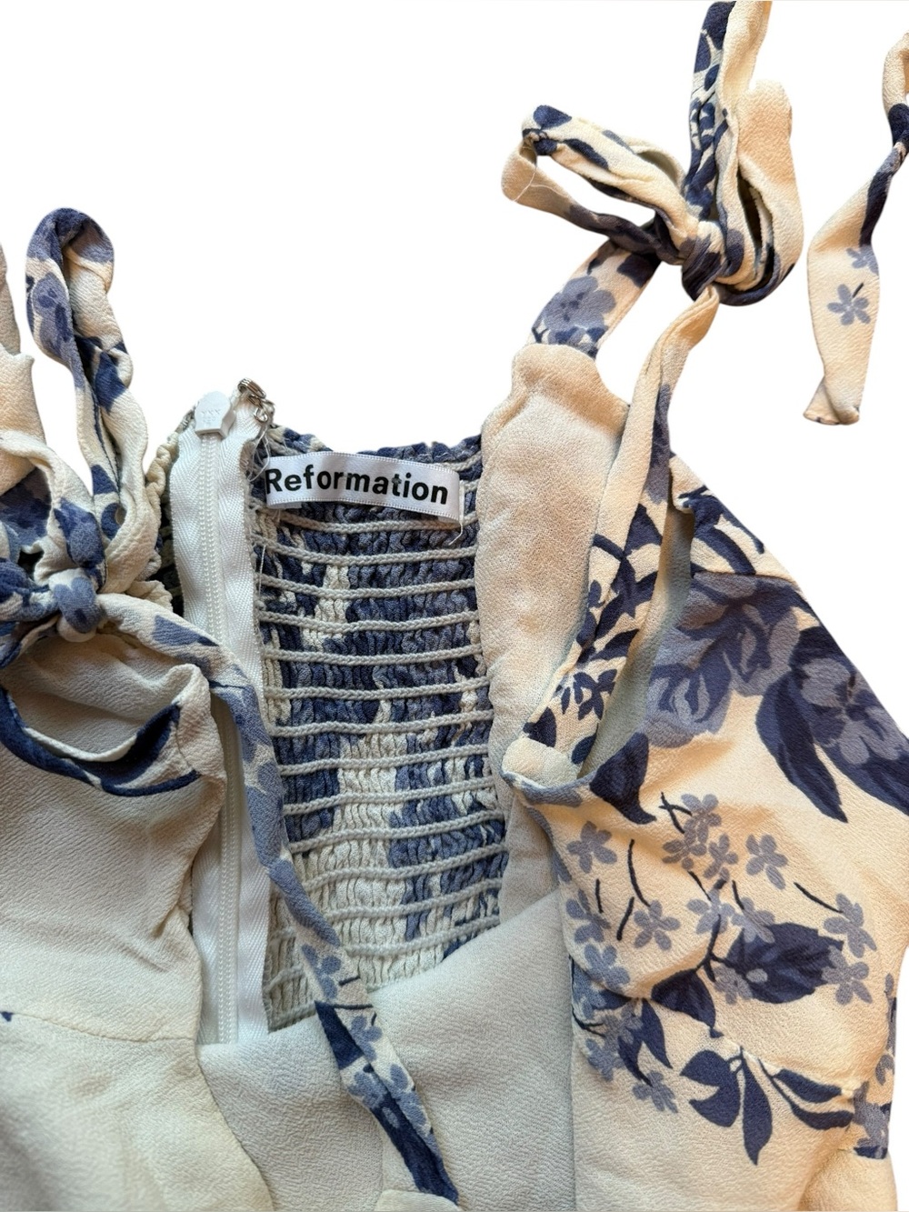 Reformation Annabell Bow-Detailed Floral-Print Georgette Mini Dress - Picture 8 of 11